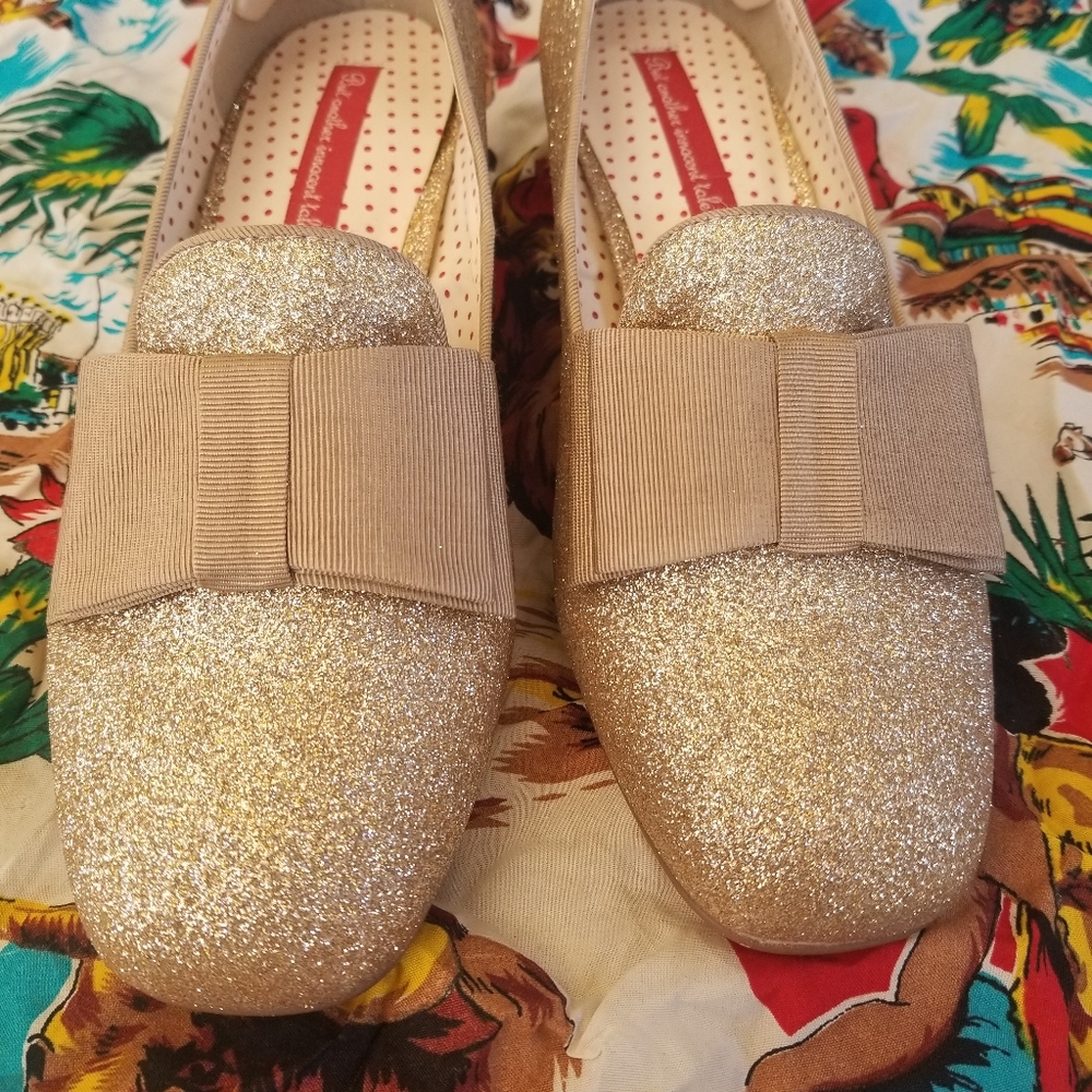 B.A.I T. Gold Slip ons